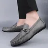 Casual schoenen 2024Designer Echte lederen mannen Mode Trend Merk Kleding Zakenschoen Flat Office Driving Loafers Plus Size36-46