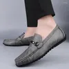 Casual Shoes 2024Designer Genuine Leather Men Fashion Trend Brand Dress Business Shoe Flat Office Driving Loafers Plus Size36-46