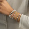 Mélangez des bracelets de chaîne de liaison cubaine glacée