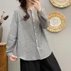 Blouses pour femmes chemises boutonnées sur les manches longues à manches longues manne de cou de cou sur les poches avec poches cardigan de printemps d'été mince