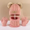 Beretten peuter kinderen pom decor beanie infinity sjaalhandschoenen jongens meisjes winter warm pak