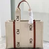 Tote Designer Bag Woody Tote Bag Beach Bag Women's Handbag Classic Letter Axel Väska shoppingväska linne Canvas strandpåse stor kapacitet handväska handväska handväska