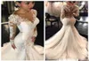 2017 Nya Sheer Sexiga spetsmiljöbröllopsklänningar Dubai afrikanska arabiska petite långa ärmar naturliga smala fisktail brudklänningar custo4211854