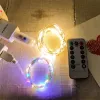 2 set LED Luces de cuerda de alambre plateado Control remoto USB impermeable al aire libre para las fiestas decoración de la fiesta de bodas de Navidad 20 pies