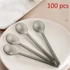 Disposable Flatware Dessert Spoon Individually Packed Fruit Drink Plastic Tableware Frosted Matte Long Handle Takeaway Ice Cream Scoop