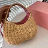 Miui Beach Straw Designer Tas Pink Designer Cleo Bag Miui Satchel Tote Wander Matelasse onderarm schoudertas Designer Luxe koppeling Crossbody tas