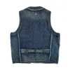 Men's Vests Indigo Dyed Distressed Sashiko Vest Japanese Style