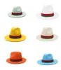 Trend Cream Wool Felt Fedora Hats with Patchwork Ribbon Band Vintage Fashion Men Jazz Felt Cap Women Panama Party Wedding Hat6745048