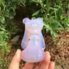 Decoratieve beeldjes 9,3 cm natuurlijke kristal roze opalite cartoon Fairy standbeeld snijwerk genezing collecties cadeau 1 stks