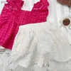 Ensembles de vêtements 2024 Summer Girls Suit New Baby Girl Short à manches courtes à manches 2PCS Pantalons pour enfants rétro