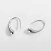 Hoop Earrings 925 Sterling Silver Glossy Water Drop Shape Ear Hook For Women Simple Generous Fashion Fine Gift