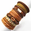 Andra armband 10 datorer/set svart wrap vävd ny modehandgjorda män armband manliga kvinnor läder armband män armband grossist smycken gåva240415