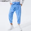 Herenbroeken Incerun Men Solid Color Joggers 2024 Baggy Pockets Fashion Casual broek Streetwear Leisure Pantalon met riem S-5XL