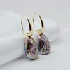 Boucles d'oreilles en peluche pourpre pourpre naturel en eau douce pour les femmes en forme de chute de chute de chute de chute