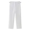 Spodnie damskie kobiety białe proste nogi Ładunka luźna uliczna rocka zwykłe ubrania Praca dla spodni biurowych biznesowych