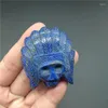 Estatuetas decorativas no atacado de escultura natural lazuli lazuli crânios para cura LA2078