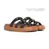 S Designer Shoes Sandal Slipper Summer Womans Topaffence Leather 2024 New Slide Girl Fashion Flat Gladiator Black Brown Mul