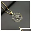 Pendant Necklaces Pendant Necklaces 316 Stainless Steel Mason Masonic Necklace Sier Gold Black Round Shaped Fraternal Association Frat Dhb7E