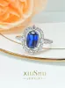Cluster anneaux légers Luxury Fashion Retro Blue 925 Ensemble d'anneau en argent sterling avec un tempérament de diamant à haut carbone bijoux en gros