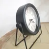 Home Decoration Vintage Rustic Black Color Round Metal Table Clock Desk 240410