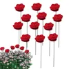 Decorative Flowers Artificial Red Roses Long Stem Dark Fake Silk Rose Realistic & Exquisite Flower Pick For