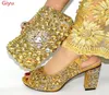 Chaussures habillées Doershow Italien Gold and Bags Amory Match Set Nigerian Matching Sac African Wedding Sethjl153599070