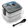 Dinnerware Urban Planning Double Layer Bento Box Portable Container Pp Material Collageart Collage Art Artist