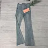 Hög version Miao Family M Spring/Summer Diamond Micro Label Decoration midjed flared jeans