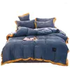 Ensembles de literie 4pcs Coral Fleece Set Velvet Velvet Double face en flanelle d'hiver Housse de lit de lit