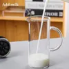 Manuel lait frother verre lait mousse de café en verre en verre en maille française cafetière