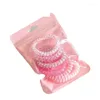 Hårtillbehör 6st Candy Color Elastichair Ties Korean For Girls Bands Frosted Spiral Cord Rubber Rope Stretch Headwear