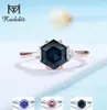 Kuololit Hexagon London Blue Topaz Gemstone Ring for Women Soid 925 Sterling Silver Tanzanite Morganite Jewelry for Engagement 2202970043