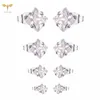 Studörhängen 3-6 mm Square Zircon Partihandel 12 par Lot Kvinnor Män ljusa geometriska kristallörör