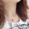 Designer V Golden Van Love Necklace Womens Heart Peach Armband Collar Chain Thicked Plating 18K Rose Gold Red Jade Marrow