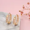 Brincos de argolas de moda de moda do zircão natural para mulheres 585 Jóias de festa de casamento fino de flor de ouro rosa de ouro rosa