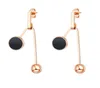 KPOP Rose Gold Stali Stal Studs For Women Fashion Black Round Ear Jewelry Acsorios Mujer Aretes de Mujer Brincos6219566