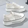 Casual Shoes 2024 Lace Hollow Out Breathable Mesh Summer Flats Vulcanize Girls' Sneakers For Women Zapatillas Mujer