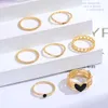 Creative Hollow Heart Art Style incrusté Black Ring Set de 12 pièces