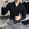 Camicie casual maschile da uomo camicia alta tratto lungo tratto lungo business di lusso di colore solido camicetta smoking camisa camisa casuall abbigliamento 2024