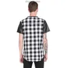 T-shirts masculins T-shirt Hip Hop High Street Long Plaid Golde Scalloped Le côté éternel T-shirt court