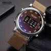 Megir New Top Band Watches Men Military Sport Brown Leather Quartz WROTZ Watch Luxury Drum Rougeur Relogie Masculino 2137 210329237Z