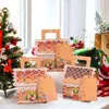 Gift Wrap 4st Christmas House Shape Candy Box Xmas Kraft Paper Decorations for Home Year Kids Navidad