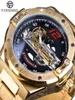 Zrezygnowanie z automatycznym męskim zegarem Golden Bridge Transparent Stali Stael Band Racing Man Mechanical Wristwatch Relogio Masculino269239611