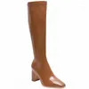 Boots 2024 Ladies Knee High Square Head BootsToe Over-the-Knee Platform Knight Heel Botas Mujer