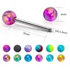 6pcs stal nierdzewna Chwalebny Pierścień Języka Majo 14 g sutka piercing bar brokatowy zestaw sztangowy biżuteria 240409