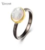 Cluster Rings Vercret Rainbow Moonstone Handmade 925 Sterling Silver 18K Gouden Ring Sieraden voor vrouwen Gifts7413300