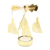 Bougeoirs Golden romantique rotatif chandelier Noël Snowflake Metal Haters de Noël cadeau 2024 Dîner DÉCORATIONS