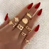 Kedjeöppning av legeringsfinger Joint Ring Set av 8 kreativa och minimalistiska Pearl Rose -ringar