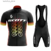 사이클링 저지 세트 2024 Scott Cycling Jersey Set Short Seve for Mens Anti-UV 자전거 사이클링 저지 세트 Bicyc Pro Team Summer Cycling Clothing L48