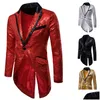 Men'S Suits & Blazers Mens Mannen Shiny Gold Sequin Glitter Verfraaid Blazer Jas Nachtclub Wieden Party Jasje Stadium Zangers Kleding Dhfxk